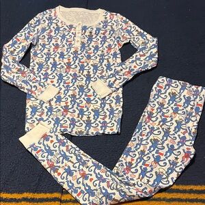 Roller Rabbit girl Pajama Set - Blue and White Monkey Print